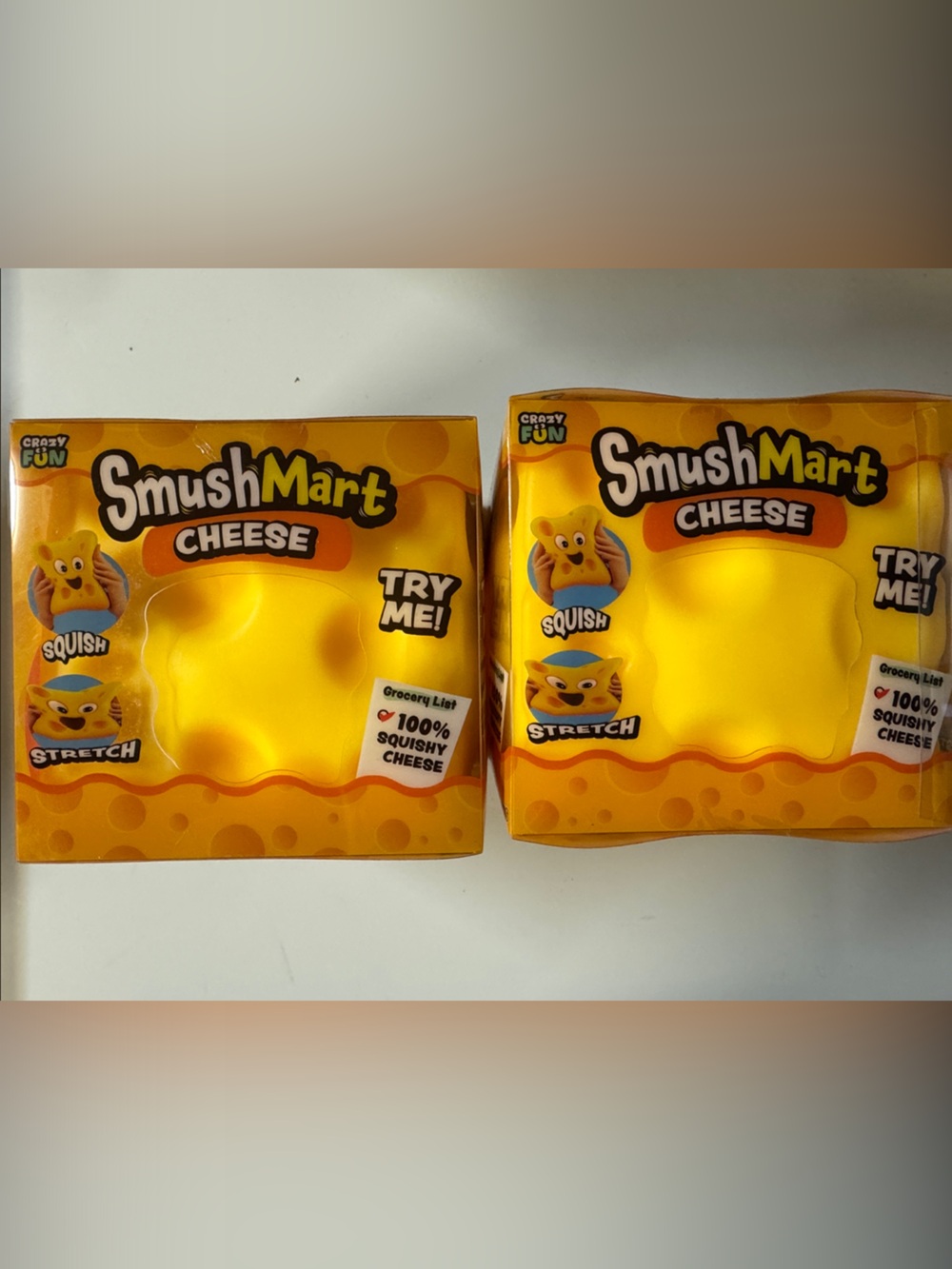 2-Pack SmushMart Cheese Squeeze Toy - Yellow by Crazy Fun
